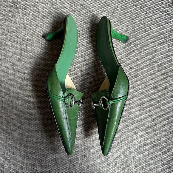 Vintage green Gucci horsebit mules / heels - Picture 3 of 5